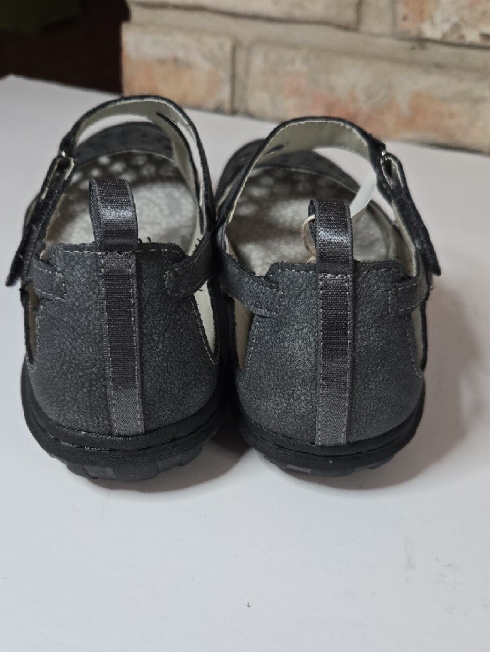 JBU Bellerose Size 8.5 Charcoal Gray Laser-Cut Velcro Strap Outdoor Casual Flat - Picture 8 of 15